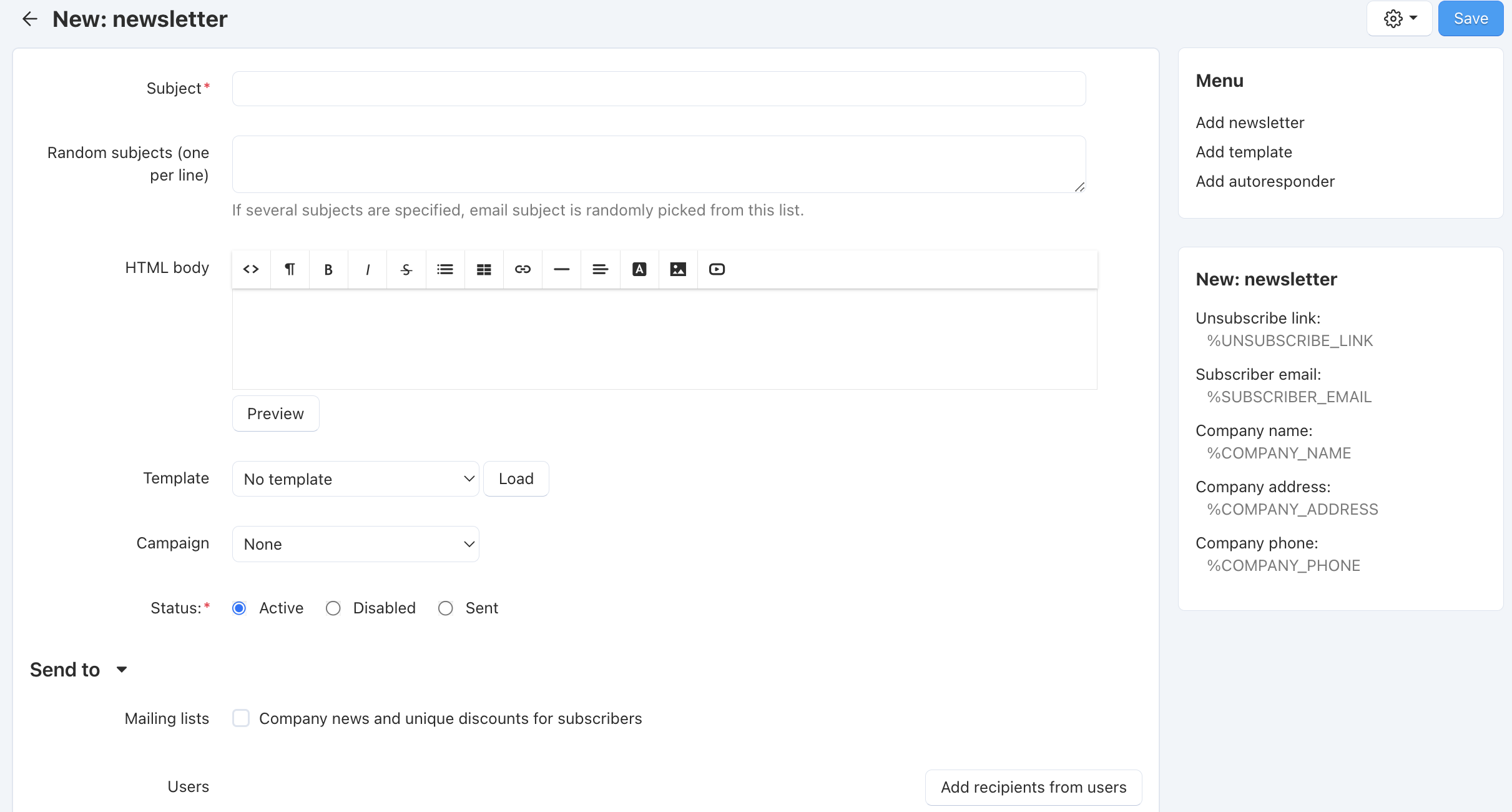 Send a newsletter