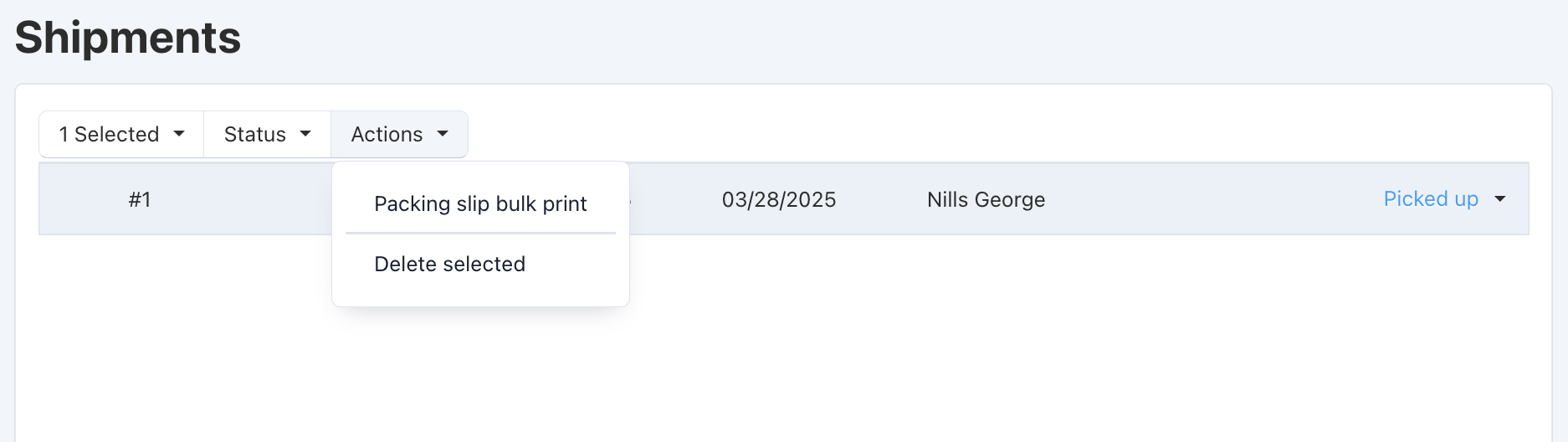 Create a package slip for multiple shipments.