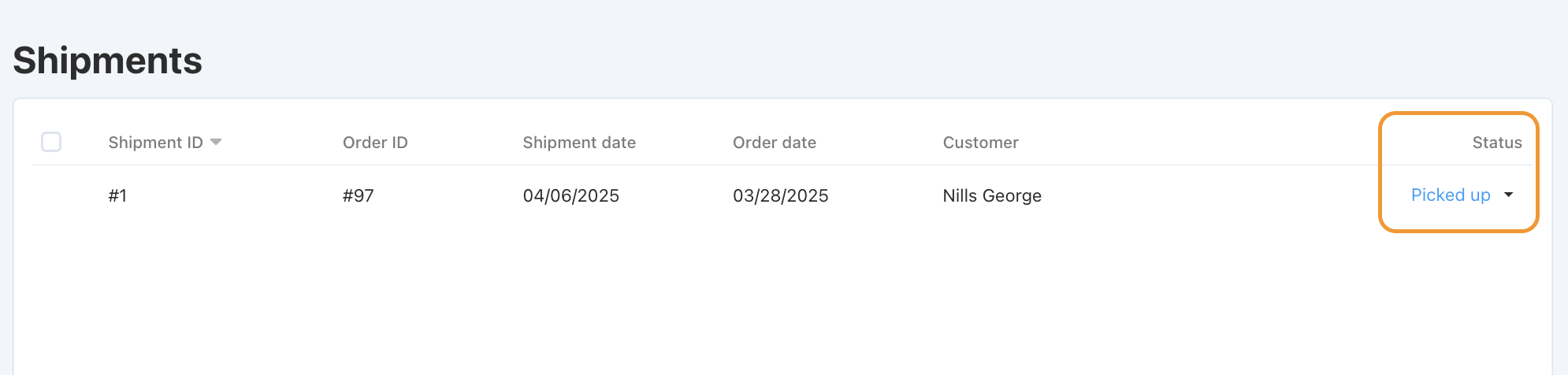 A shipment can have a status.