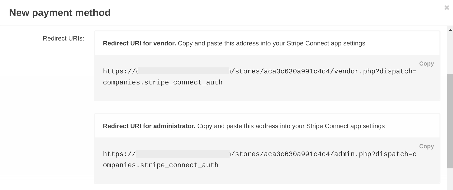 Stripe redirect URI.