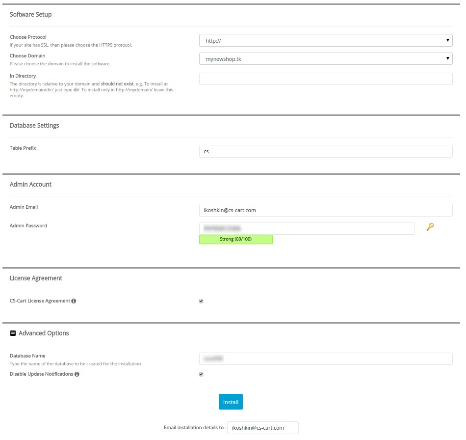 Use the information from table above to fill in the form.