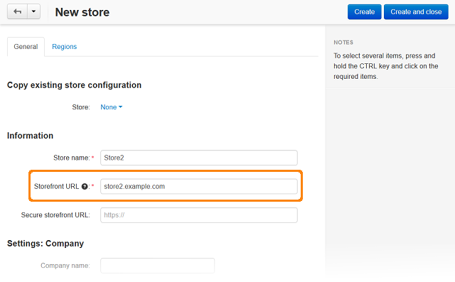 Enter the URL of your storefront in the corresponding field.