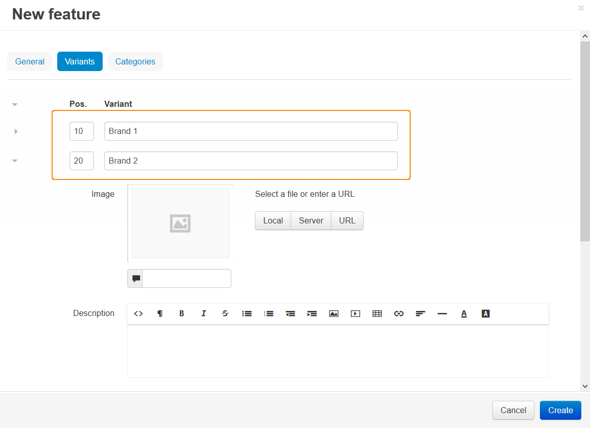Feature variants