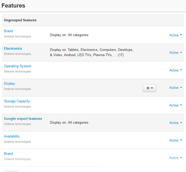 Product features