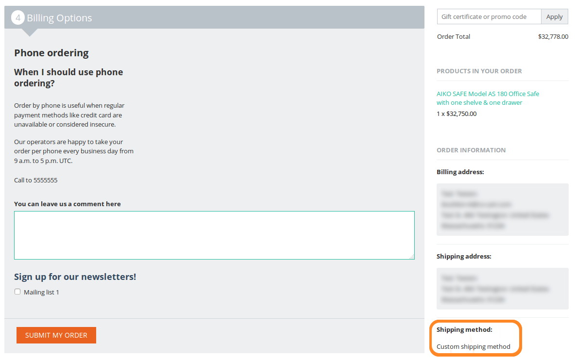 The customers who choose a shipping method with payment dependencies only see the allowed payment methods at checkout.