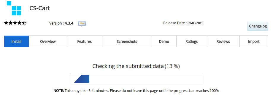 Don't close the installation page while the progress bar is running. It may take several minutes.