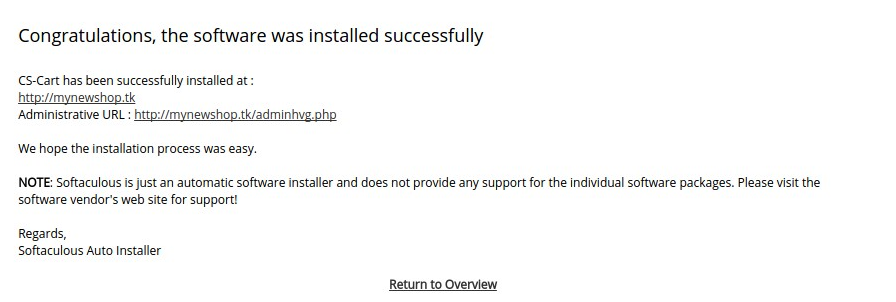 Once the installation is complete, you can view your store and manage it.