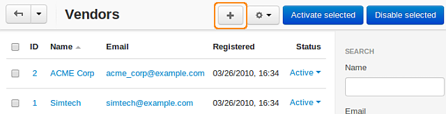Use the + button to add a new vendor.
