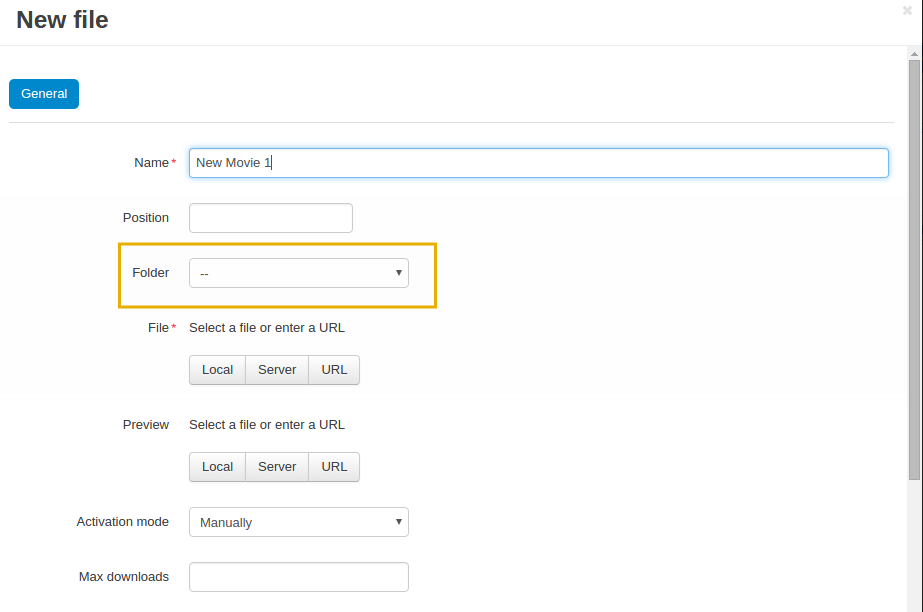 Adding a new downloadable file for a product.