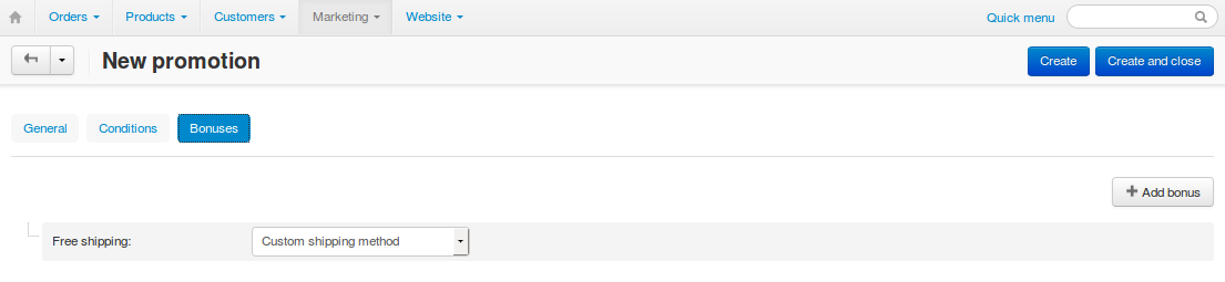 Select the shipping method you want to make free.