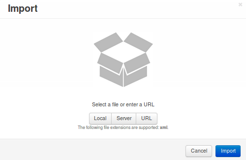 Choosing the XML file to import.