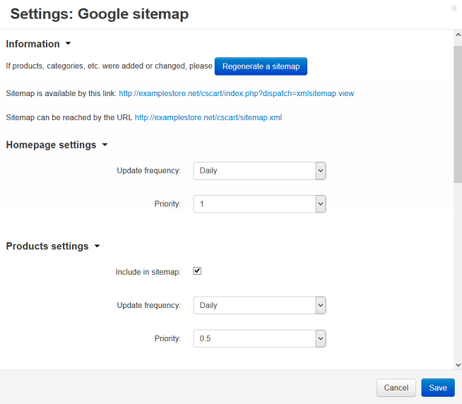 Google sitemap