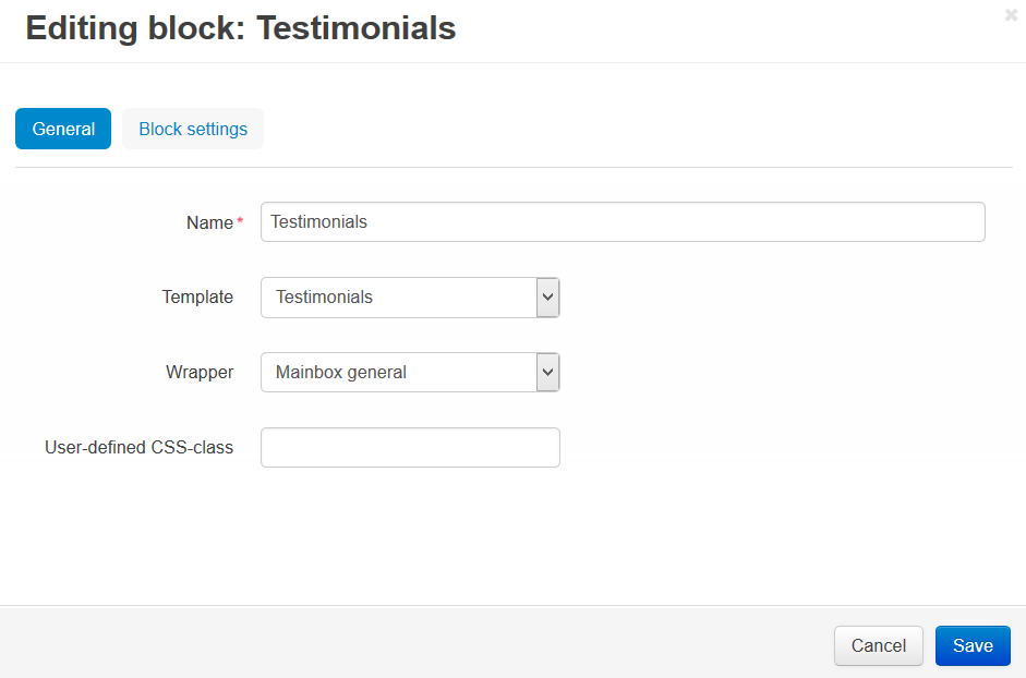 Block with testimonials