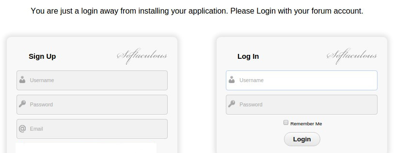 If you haven't logged in at the forums and just went to Softaculous Remote directly, you will need to log in now.
