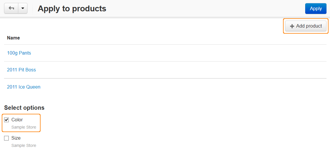 Choosing the options to apply