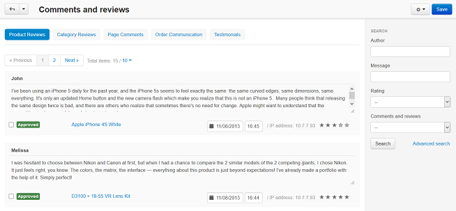 Comments and reviews