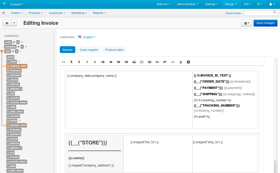 Custom profile fields on the list of variables.