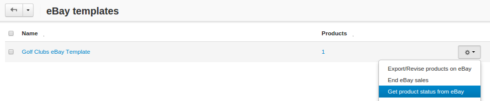 Retrieving product status for all products with a specific eBay template.
