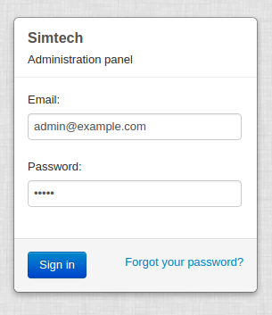The login form of the CS-Cart Administration Panel.