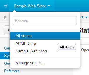 Select all stores to switch to the root administrator mode.