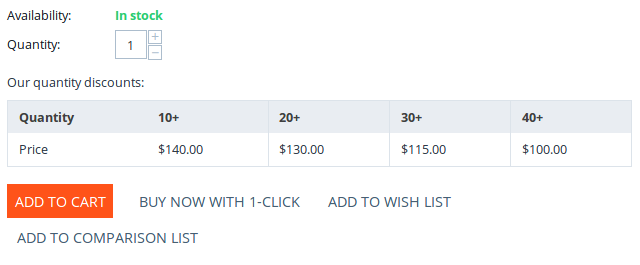 A quantity discount on the product page in CS-Cart..