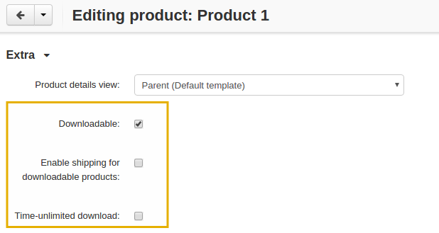 The additional properties of downloadable products.