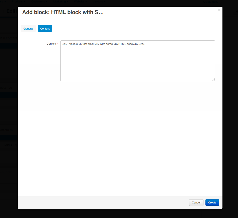 Creating the content of the new block.