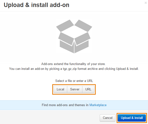 Upload and install pop-up
