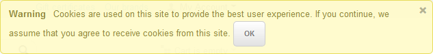 Notification about cookies for the store visitors.