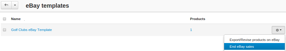 It takes two clicks to end eBay sales of all products under the specific template.