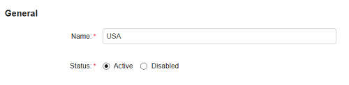 The "General" section of the location editing page in CS-Cart and Multi-Vendor.
