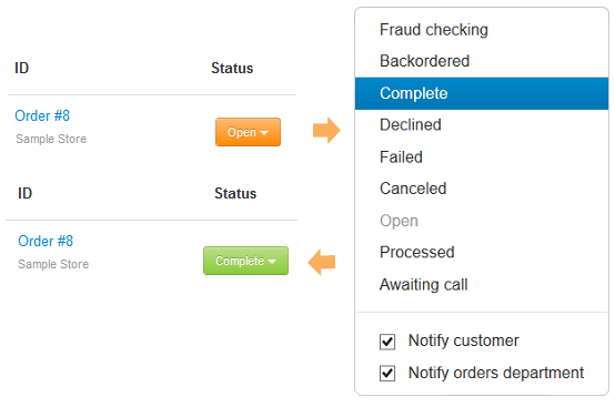 Change order status