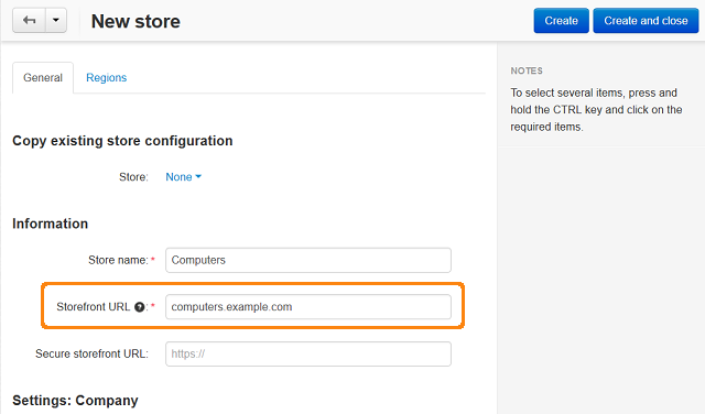 Enter the URL of your new storefront.