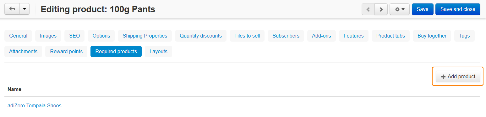 Required products