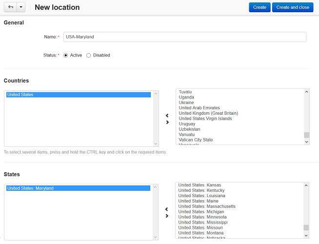 Setting up a location in CS-Cart.