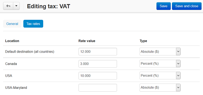 Tax rates