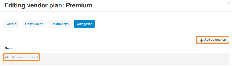 If you don't specify what categories a vendor has access to, then the vendor will be able to create products in all the categories of your store.