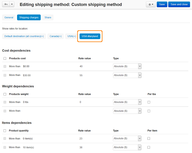 Configuring shipping charges in CS-Cart and Multi-Vendor.