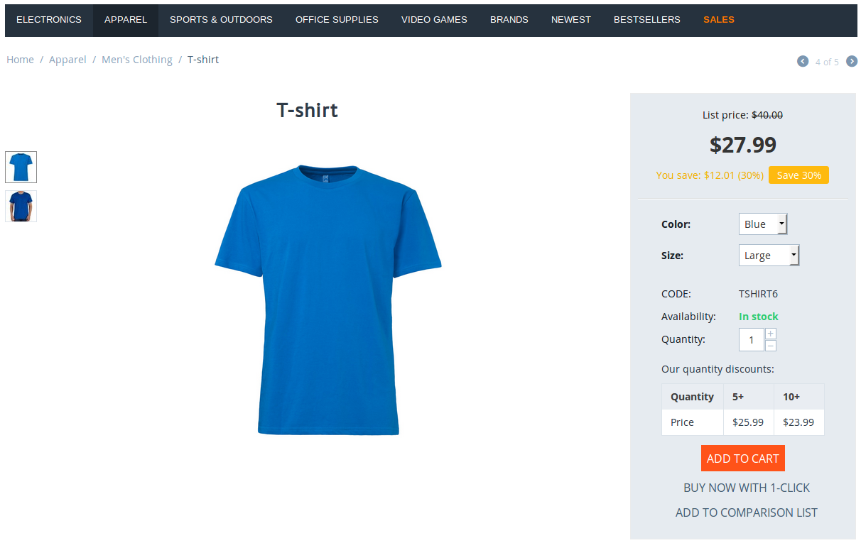 Product variations appear on the storefront almost the same way as option combinations.