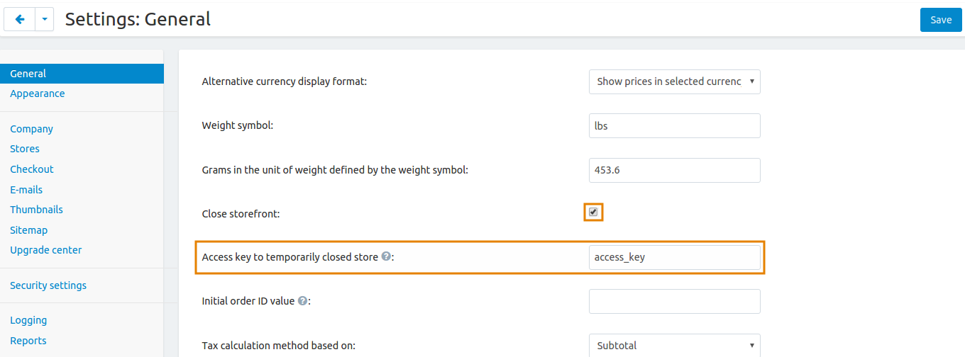 Tick the Close Storefront checkbox under Settings → General, then specify your access key to be able to view the closed store.
