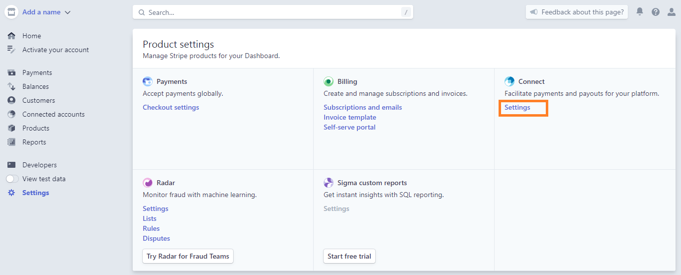 The Connect page.