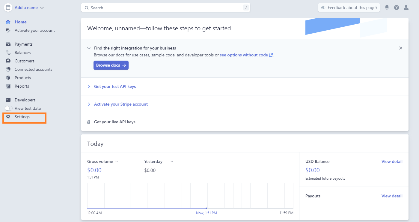 The Stripe dashboard.