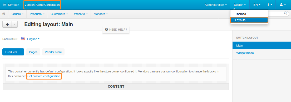 Go to Design → Layouts to edit the layout pages.