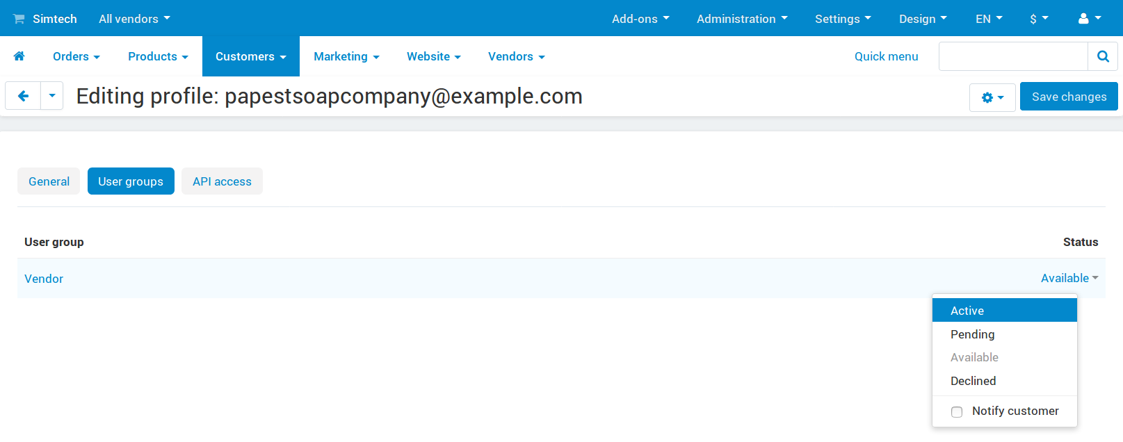 Add a vendor's administrator to the group.