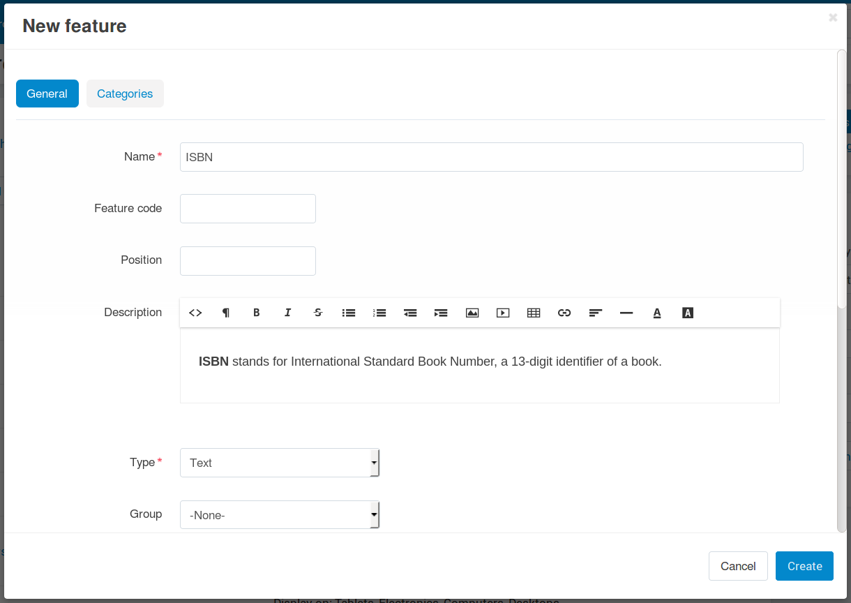 When you add a feature, a pop-up window appears. You can configure the properties of the feature there.