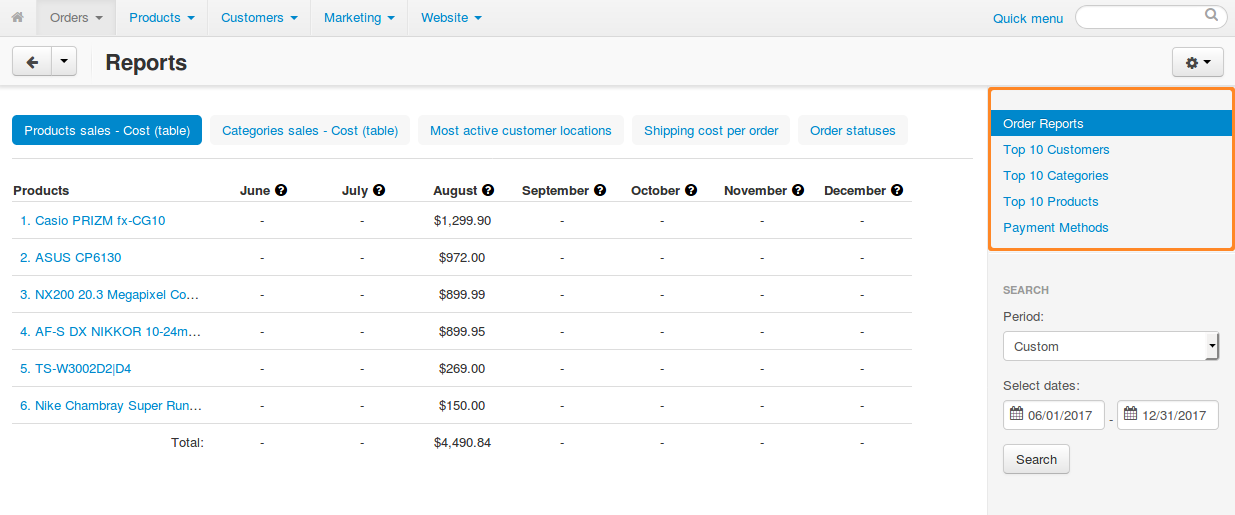 Sales reports in CS-Cart and Multi-Vendor.