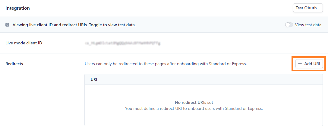 Stripe redirect URI.