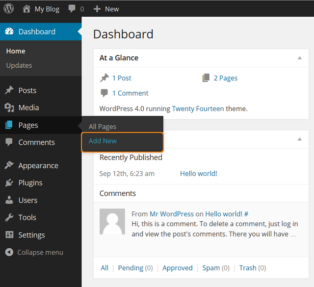 WordPress Admin Panel