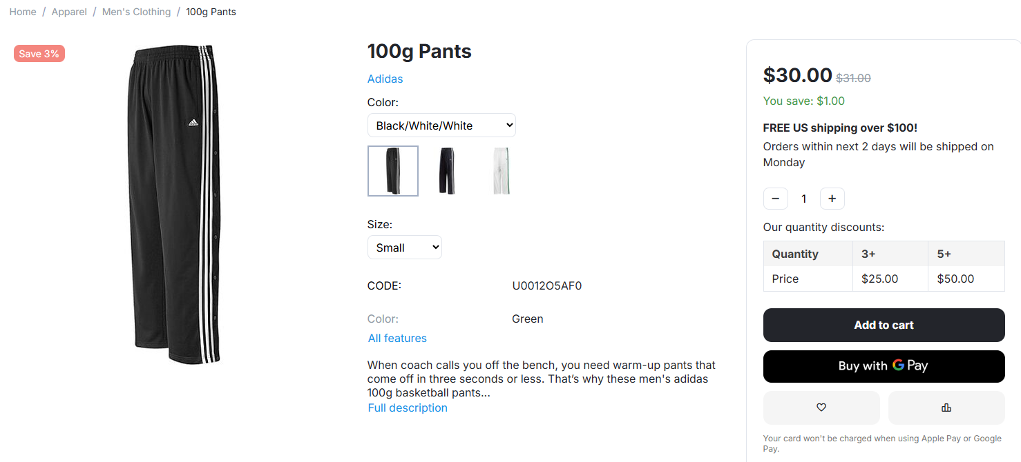 A quantity discount on the product page in CS-Cart.