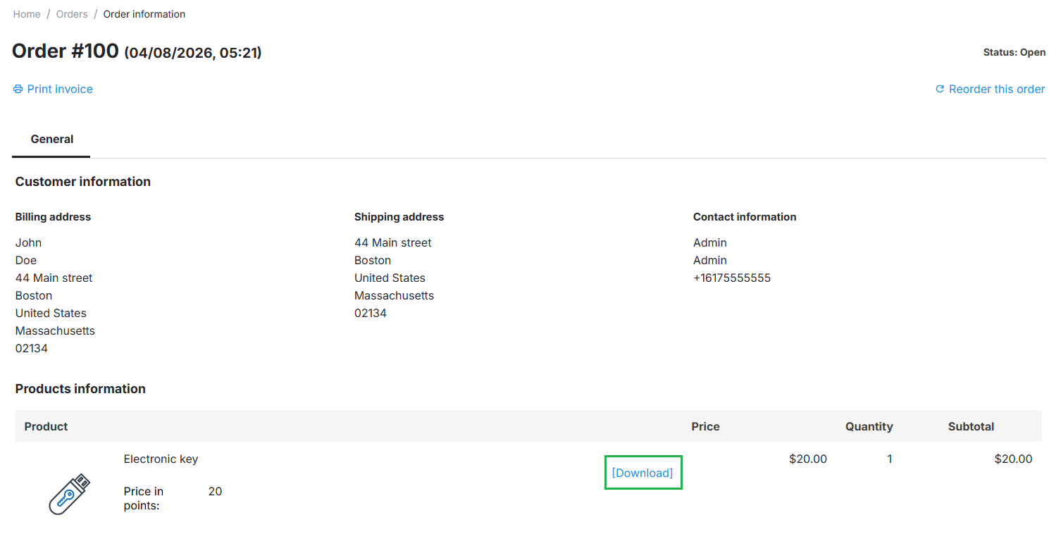 Allow immediate download on the order details page.